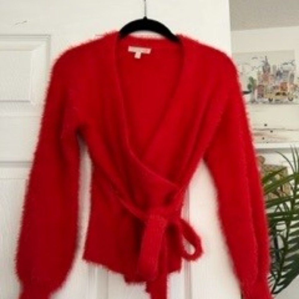 Gianni Bini Long Sleeve Fuzzy Wrap Sweater